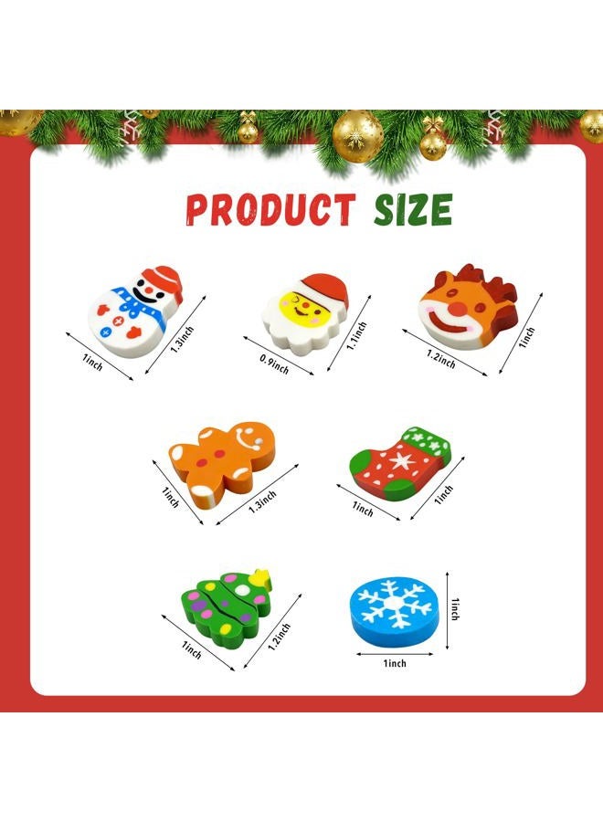ZAKVOOR 50 Pcs Large Christmas Pencil Erasers Bulk for Classroom, Party Favor, Gift Filling, Home School Work Reward - Image 2