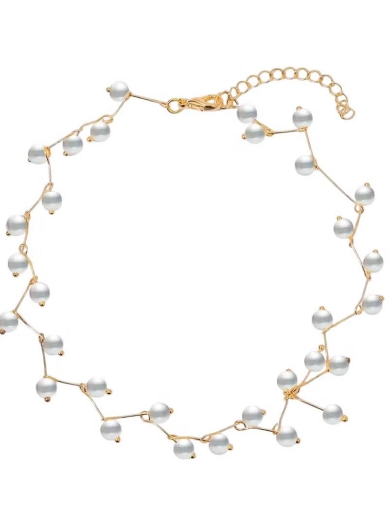 Huitich Elegant Pearl Branch Choker Necklace – Alloy & Faux Pearl Design  - Image 1