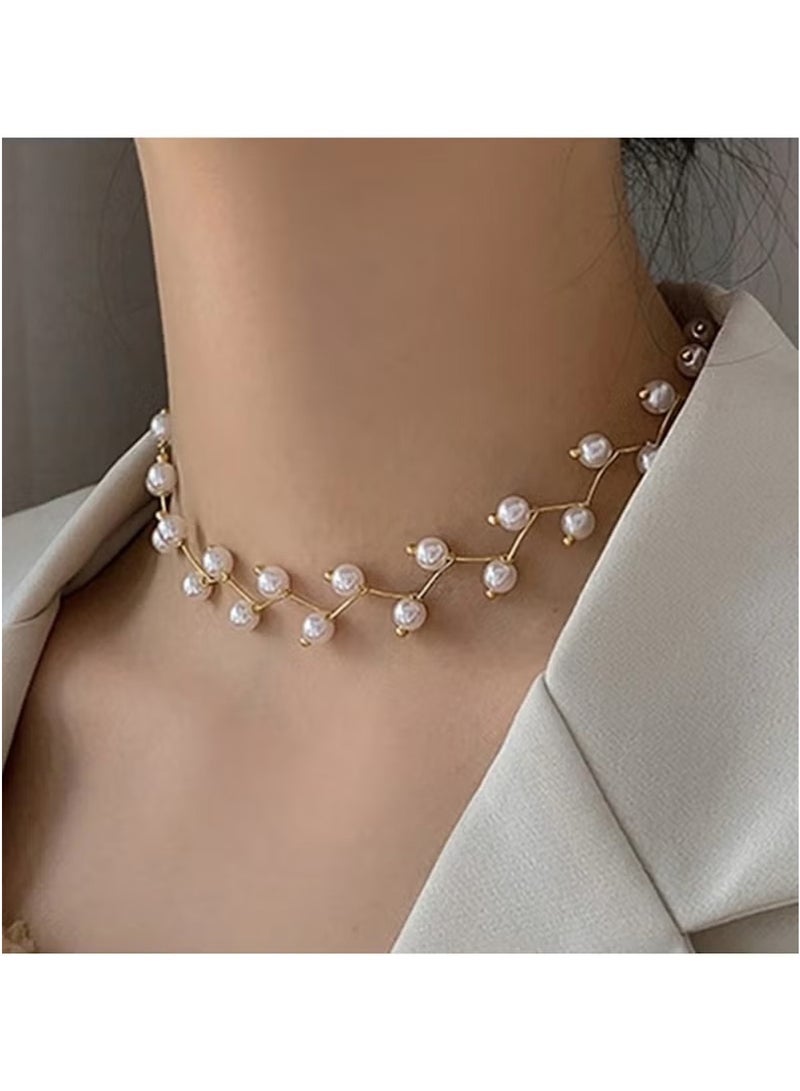 Huitich Elegant Pearl Branch Choker Necklace – Alloy & Faux Pearl Design  - Image 5