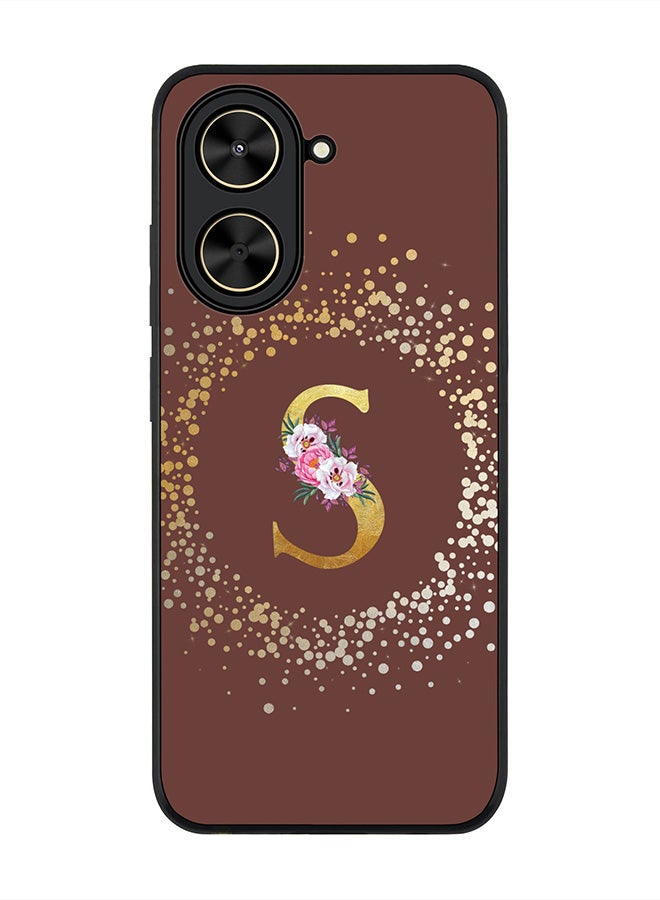 Stylizedd For Xiaomi Poco C71 / Redmi A5 4G Case,Slim fit Camera Protection, Shockproof Thin Phone cover  - Custom Monogram Floral - S  (Brown )