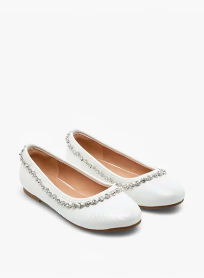 Celeste Girls' Rhinestone Embellished Slip-On Ballerina Shoes