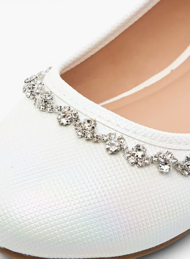 Celeste Girls' Rhinestone Embellished Slip-On Ballerina Shoes