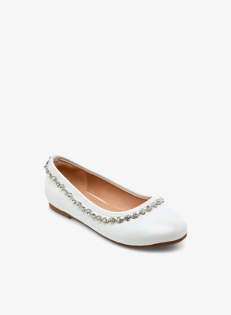 سيليست حذاء باليرينا بناتي مزين بالكريستال سهل الارتداء