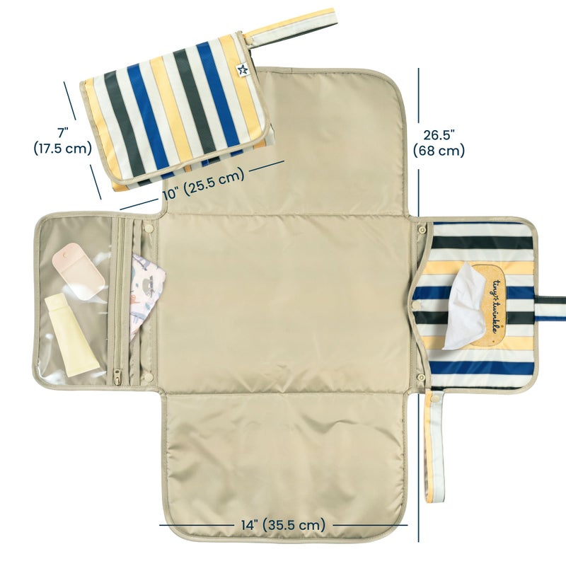 Tiny Twinkle Portable Diaper Changing Pad | Waterproof, Wipeable & Compact Baby Changing Pad for Travel | Smart Wipes Pocket & Organized Storage| Newborn Shower Gift (Retro Stripes) - Image 3