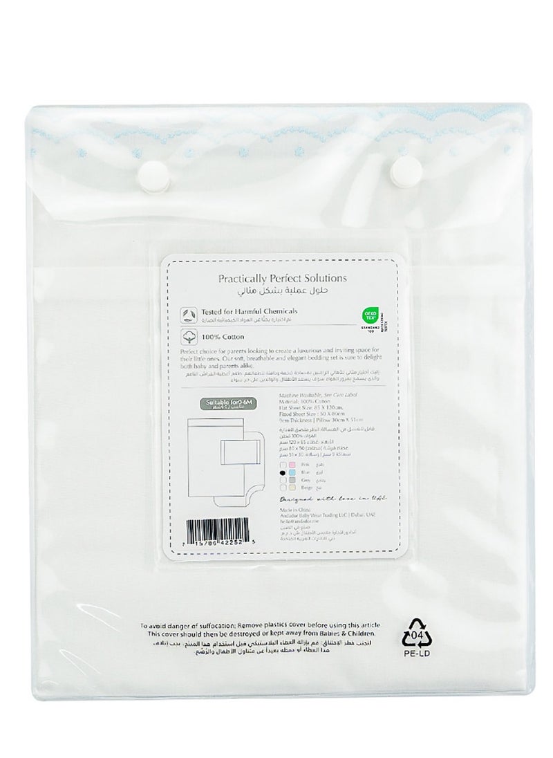 Bumble & Bird Bumble & Bird - Plumeti Baby Bedding Set For Bassinet - 3pcs - Blue  - Image 3
