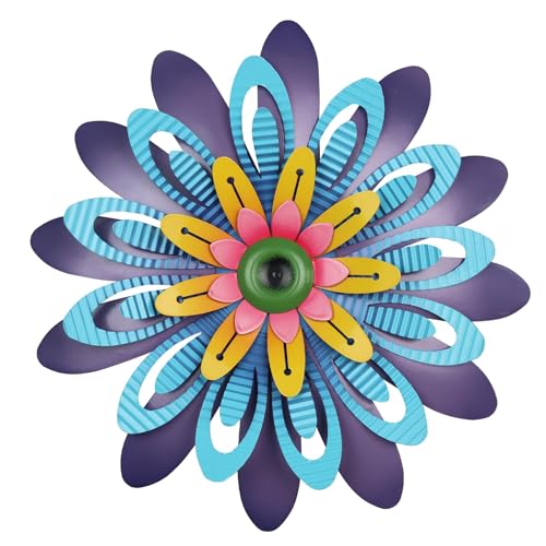hogardeck Metal Flower Wall Decor 11" Multi-Colored Metal Floral Wall Art Decorations, Spring Yard Garden Decor Aesthetic for Indoor Outdoor, Boho Art for Bathroom Living Room Office Kitchen Patio - Image 1