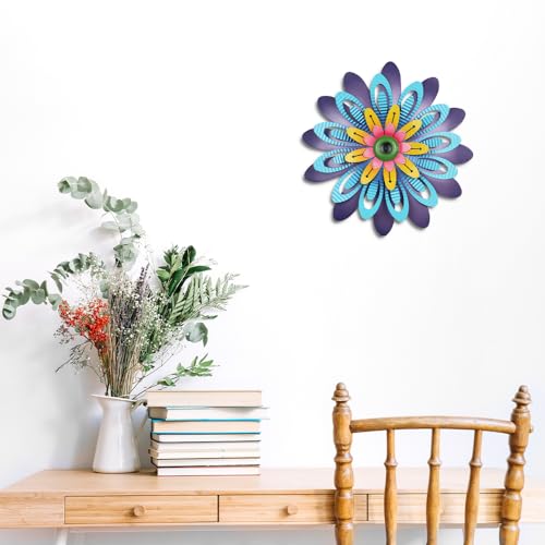 hogardeck Metal Flower Wall Decor 11" Multi-Colored Metal Floral Wall Art Decorations, Spring Yard Garden Decor Aesthetic for Indoor Outdoor, Boho Art for Bathroom Living Room Office Kitchen Patio - Image 4