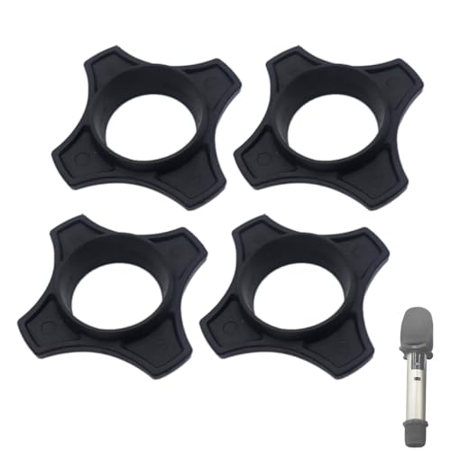 Cheerock 4 Pack Reusable Wireless Microphone Protection Rings, Anti-Rolling Silicone Holder Accessories for KTV Mic Device, Shakeproof Design Protects Against Falling & Slipping, Black - Image 1