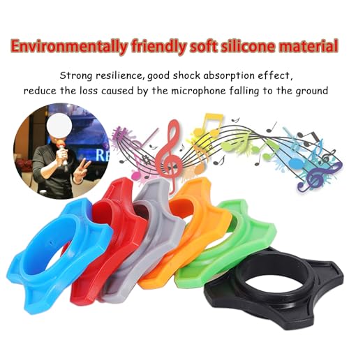 Cheerock 4 Pack Reusable Wireless Microphone Protection Rings, Anti-Rolling Silicone Holder Accessories for KTV Mic Device, Shakeproof Design Protects Against Falling & Slipping, Black - Image 3