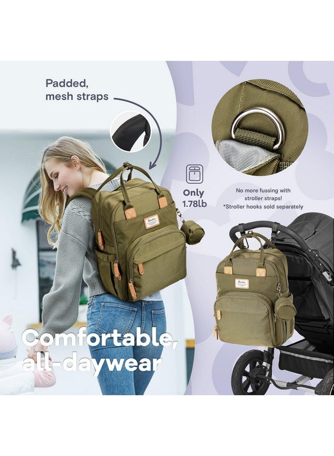 روفالينو حقيبة ظهر للحفاضات من روفالينو - حقيبة ظهر متعددة الاستخدامات للسفر، حقائب تغيير حفاضات الأطفال، حقائب تغيير الحفاضات، سعة كبيرة، مقاومة للماء وأنيقة، أساسية للسفر للأطفال، لون أخضر عسكري - Image 5