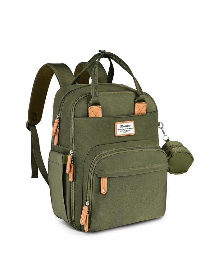 روفالينو حقيبة ظهر للحفاضات من روفالينو - حقيبة ظهر متعددة الاستخدامات للسفر، حقائب تغيير حفاضات الأطفال، حقائب تغيير الحفاضات، سعة كبيرة، مقاومة للماء وأنيقة، أساسية للسفر للأطفال، لون أخضر عسكري - Image 1