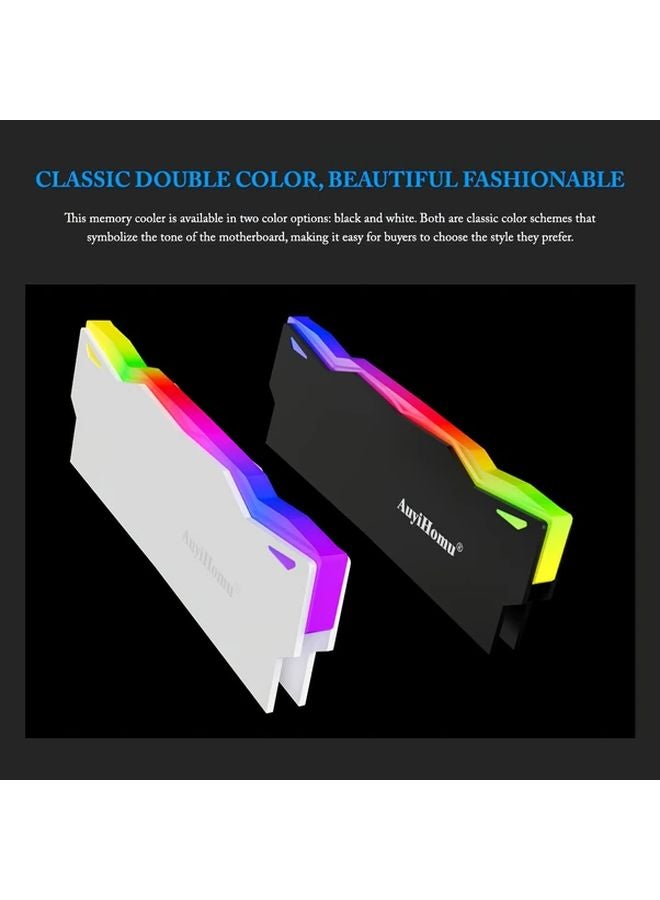 2pcs Black ARGB Memory Stick Heatsink USB Powered DDR3 DDR4 DDR5 ECC Compatible