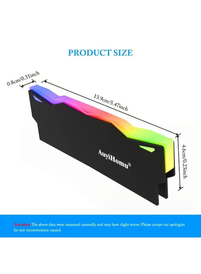 2pcs Black ARGB Memory Stick Heatsink USB Powered DDR3 DDR4 DDR5 ECC Compatible - Image 3