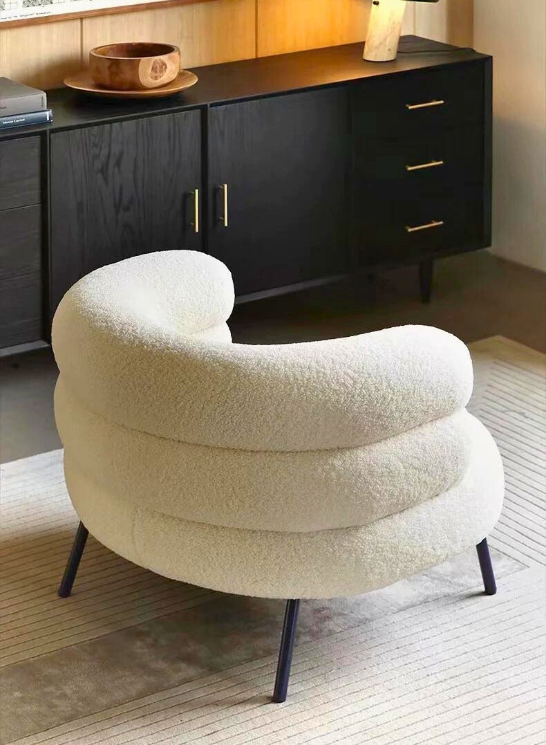 House One Chair|Swedish Wood and Bouclee  60x70x55 cm - White - Image 3