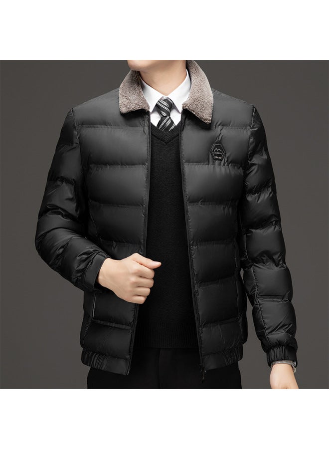 Graphene Fleece-lined Thickeneded Cotton Outwear Men's Winter Business Casual Lapel Fur Collar Jacket Warm Cotton Business Wear