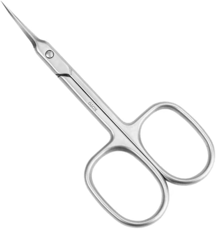 Generic Xios Cuticle Scissors Fine Curved Blade Effetient Slim Manicure Scissors for Cuticles Professional Small Scissors with Precise Pointed Tip for Eyebrow Eyelash and Dry Skin (Modern), Silver 