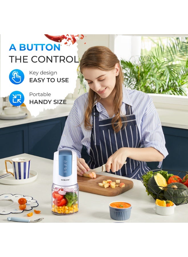 سوكاني 500ML محمولة صغيرة معالج الطعام 400W مفترس الثوم USB، الخضروات البصل مفترس، صغيرة تجهيز الطعام مع 4 ستيل ستيل نصل من أجل الثوم، الزنجبيل، الفلفل الحار، والخضروات - Image 3