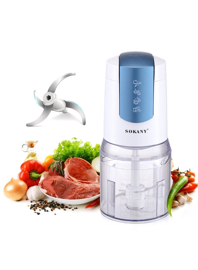 سوكاني 500ML محمولة صغيرة معالج الطعام 400W مفترس الثوم USB، الخضروات البصل مفترس، صغيرة تجهيز الطعام مع 4 ستيل ستيل نصل من أجل الثوم، الزنجبيل، الفلفل الحار، والخضروات - Image 2