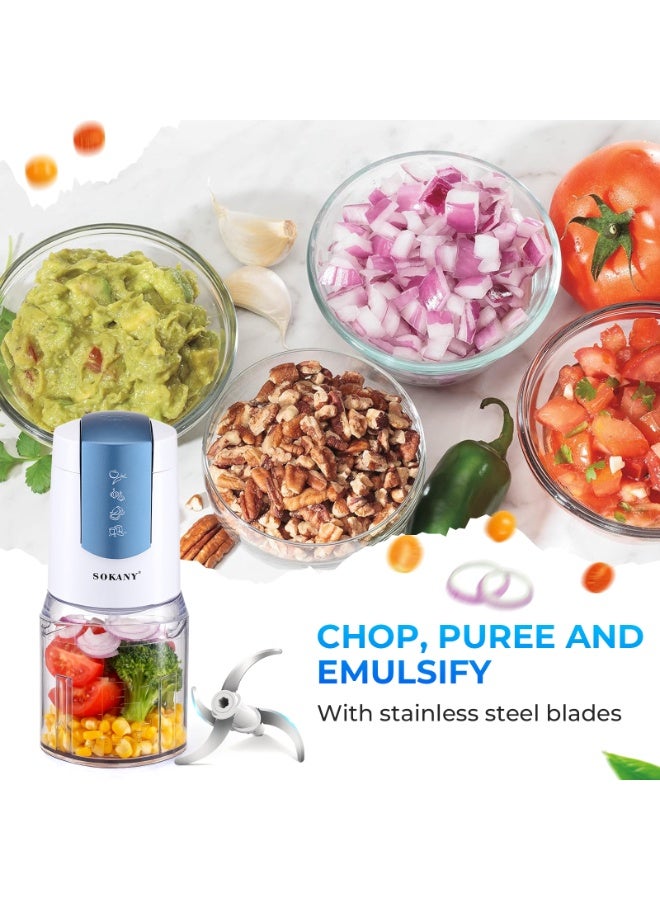 سوكاني 500ML محمولة صغيرة معالج الطعام 400W مفترس الثوم USB، الخضروات البصل مفترس، صغيرة تجهيز الطعام مع 4 ستيل ستيل نصل من أجل الثوم، الزنجبيل، الفلفل الحار، والخضروات - Image 4