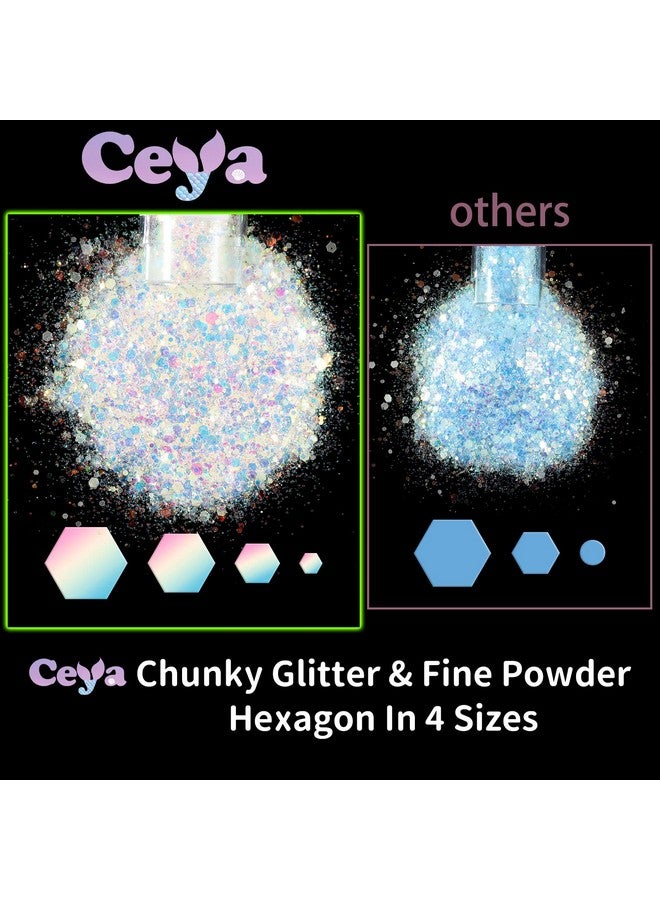 ceya Glow In The Dark Glitter Set 18 Colors 6.3 Oz/ 180G Luminous Chunky Glitter Mix Fine Powder Flakes Fluorescent Nail Sequins For Epoxy Resin Tumblers Halloween Party Festival Decor - Image 4