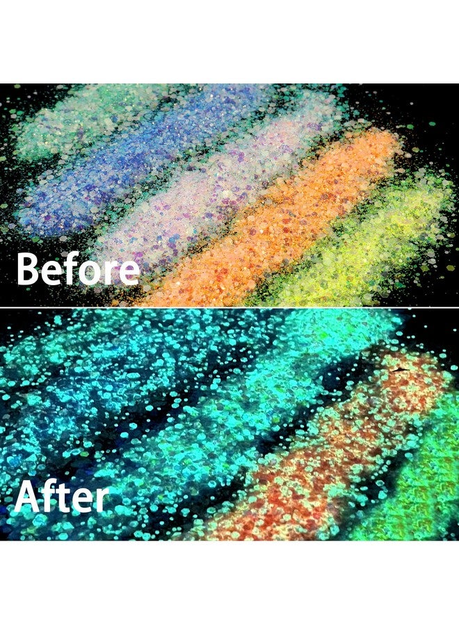ceya Glow In The Dark Glitter Set 18 Colors 6.3 Oz/ 180G Luminous Chunky Glitter Mix Fine Powder Flakes Fluorescent Nail Sequins For Epoxy Resin Tumblers Halloween Party Festival Decor - Image 2