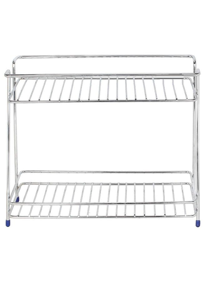 CHHAAP Stainless Steel 2 Layer Spice Rack | Modular Kitchen Storage Organizer | Multipurpose Shelf for Countertop, Tabletop | Tiered Silver Rack (Pack of 1) (NHSP) - Image 3
