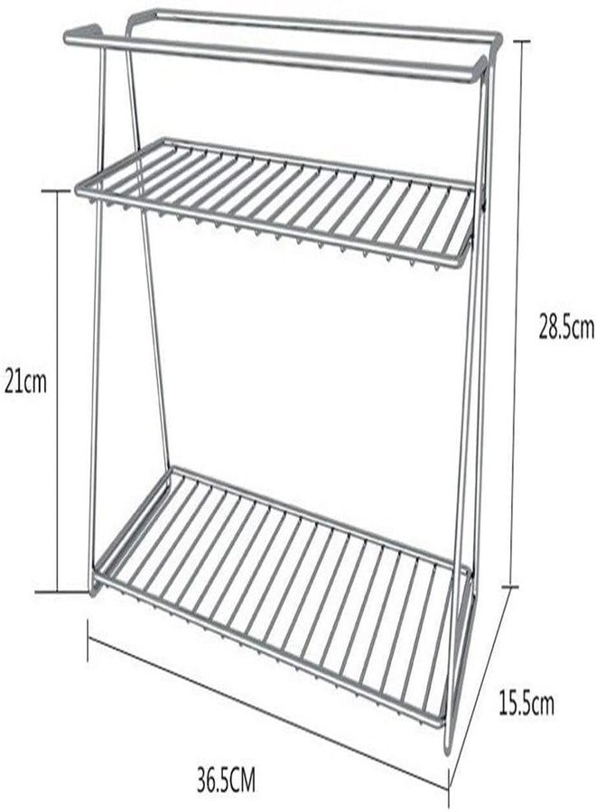 CHHAAP Stainless Steel 2 Layer Spice Rack | Modular Kitchen Storage Organizer | Multipurpose Shelf for Countertop, Tabletop | Tiered Silver Rack (Pack of 1) (NHSP) - Image 2