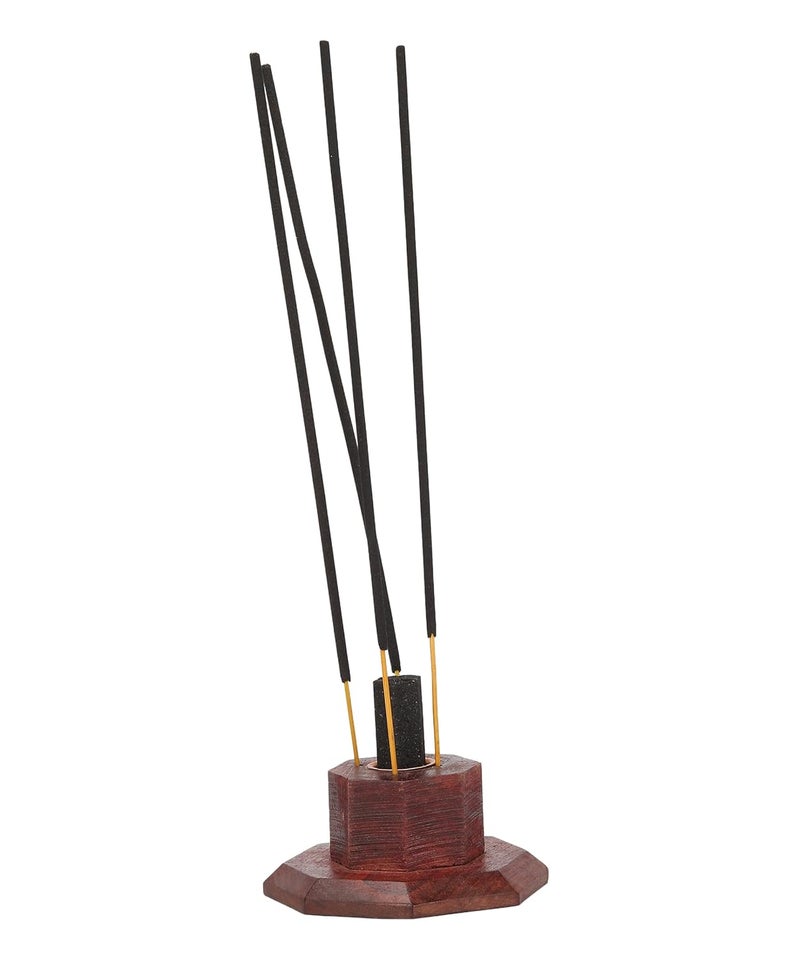 DigiRake حامل بخور وعطر على شكل برج من خشب الشيشام (12 بوصة) - حامل عصي البخور مع صينية لجمع الرماد لغرفة العبادة، المكتب وزينة المنزل - Image 4