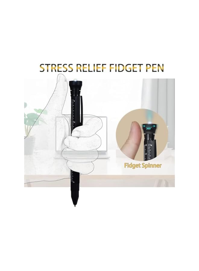 promass 12 in 1 Multitool Pen with Stress Relief Accessory, Pocket Multi Tool with Light, Stylus, Ruler, Screwdriver, Bottle Box Opener Cool Must-Have Gadgets for Woodworking Electrical Engineers Men - Image 2