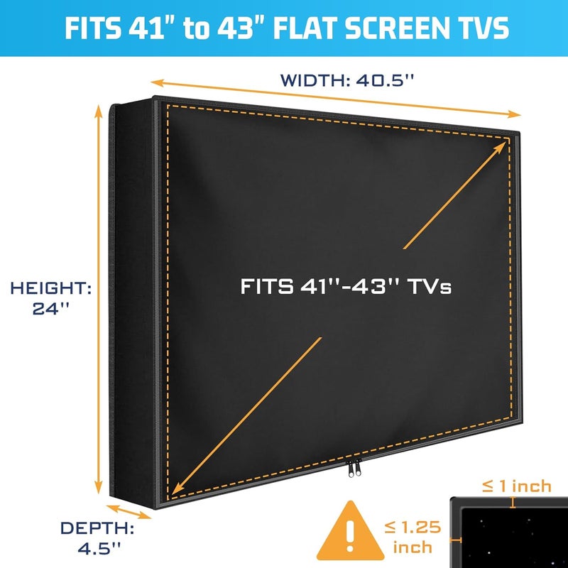 2win2buy Outdoor TV Cover 41 to 43 Inch Weatherproof, Waterproof Outside TV Covers Heavy Duty 600D Oxford TV Covers Outdoor TV Screen Protectors Shield with Full Zippers for Flat Screen Outdoor TVs - Image 5
