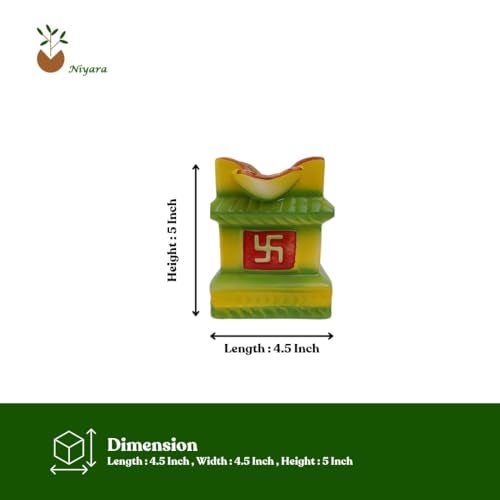 Niyara وعاء سيراميك صغير نيارا لتولسي للاستخدام الداخلي والخارجي، مكتب المنزل، نباتات بوجا وغيرها (متعدد الألوان) - Image 4