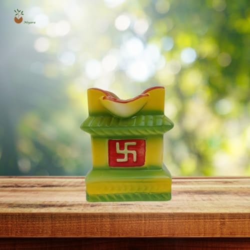 Niyara وعاء سيراميك صغير نيارا لتولسي للاستخدام الداخلي والخارجي، مكتب المنزل، نباتات بوجا وغيرها (متعدد الألوان) - Image 2