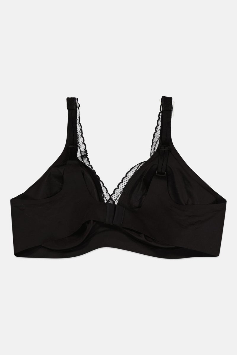 sloggi سوتيان تي شيرت مزود بوسادة منسوجة للنساء بتصميم متكيف، أسود - Image 2