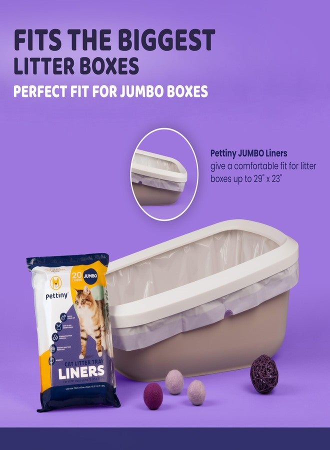 Pettiny 20 Jumbo Litter Box Liners with Drawstrings - Scratch Resistant Cat Litter Bags for the Biggest Litter Pan - Image 3