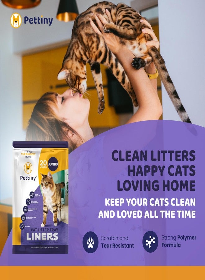 Pettiny 20 Jumbo Litter Box Liners with Drawstrings - Scratch Resistant Cat Litter Bags for the Biggest Litter Pan - Image 5