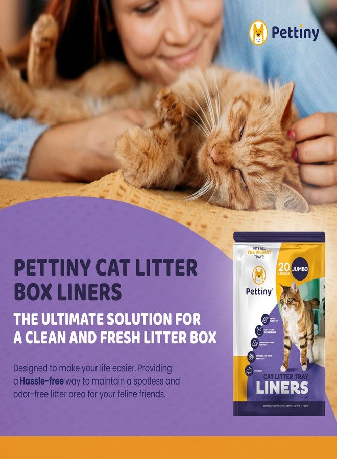 Pettiny 20 Jumbo Litter Box Liners with Drawstrings - Scratch Resistant Cat Litter Bags for the Biggest Litter Pan - Image 2