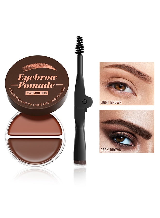 HelloKiss Two Colors Eyebrow Pomade,Natural Long Lasting Waterproof Eyebrow Makeup Gel with Eyebrow Brush Eyebrow Color Cream and Eyebrow Styling Brow Shaping Gel Pomade Light Brown and Dark Brown 01 - Image 1