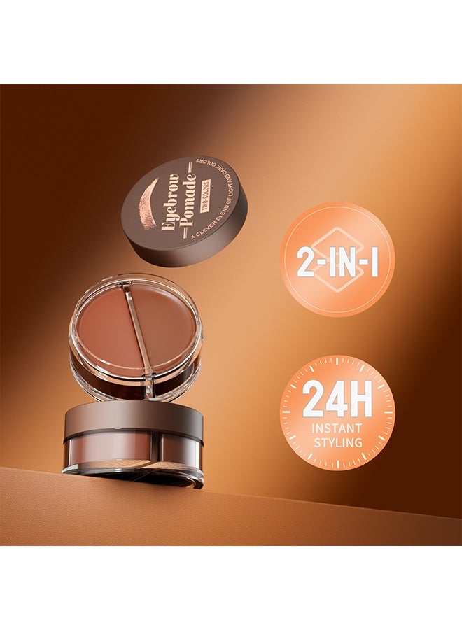 HelloKiss Two Colors Eyebrow Pomade,Natural Long Lasting Waterproof Eyebrow Makeup Gel with Eyebrow Brush Eyebrow Color Cream and Eyebrow Styling Brow Shaping Gel Pomade Light Brown and Dark Brown 01 - Image 3