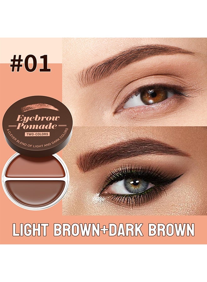 HelloKiss Two Colors Eyebrow Pomade,Natural Long Lasting Waterproof Eyebrow Makeup Gel with Eyebrow Brush Eyebrow Color Cream and Eyebrow Styling Brow Shaping Gel Pomade Light Brown and Dark Brown 01 - Image 2