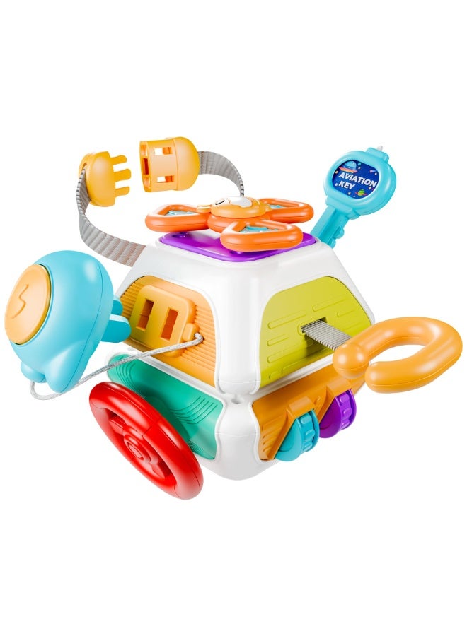 Halamodo Baby Toy Busy Ball,Ten-Sided Baby Busy Board Cube, Montessori Sensory Toy For Toddlers 1-3 Years, Baby Car Seat Airplane Travel Game, Children'S Educational Learning Activities, Birthday Gift For Boys Girls, Chewable Soft Rubber Rattle Design - Image 1