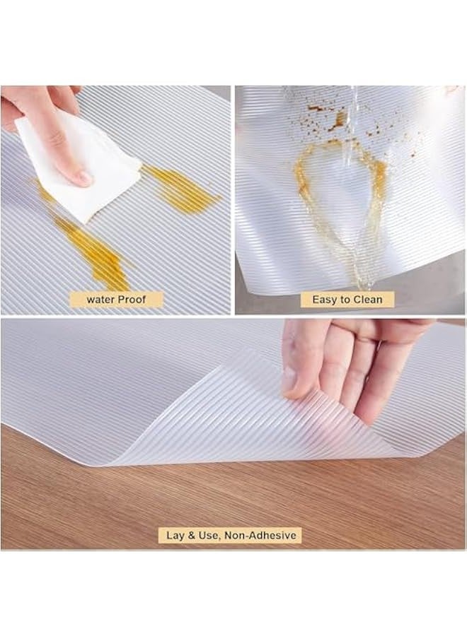 بيوينتي بطانة رفوف غير لاصقة للأدراج، بطانة خزانة من مادة ايفا قابلة للغسل، بطانة رفوف غير قابلة للانزلاق للخزائن (شفافة) من EAQQWWY بحجم (30 × 150) - Image 4