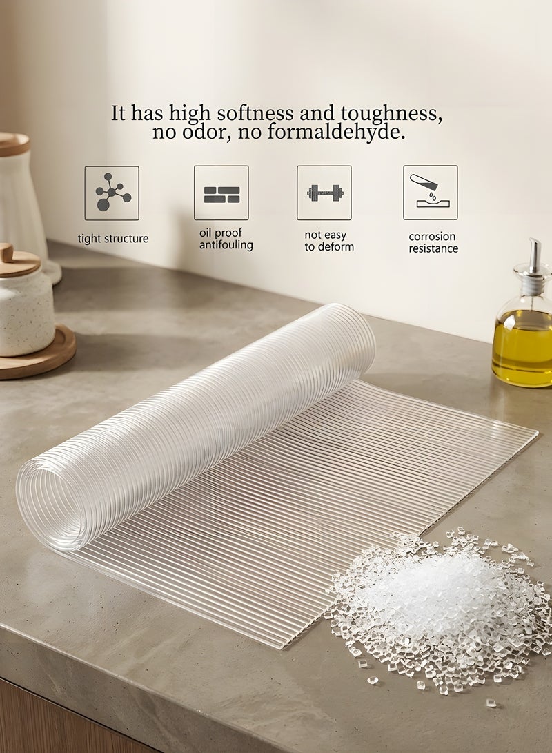 Beauenty Shelf Liner Non Adhesive Drawer Liner, EVA Cabinet Liner, Washable Refrigerator Liners, No - Slip Shelf Liner for Cabinets (Transparent) (30x150) - Image 2
