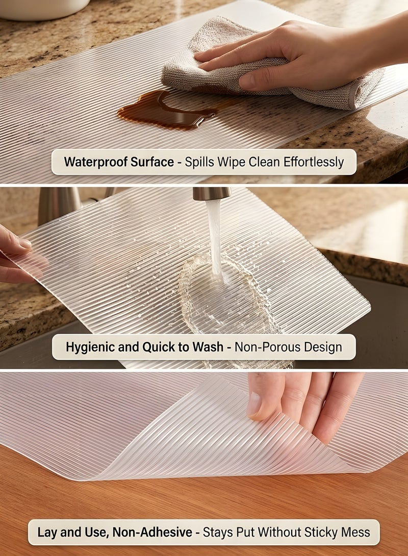 Beauenty Shelf Liner Non Adhesive Drawer Liner, EVA Cabinet Liner, Washable Refrigerator Liners, No - Slip Shelf Liner for Cabinets (Transparent) (30x150) - Image 4