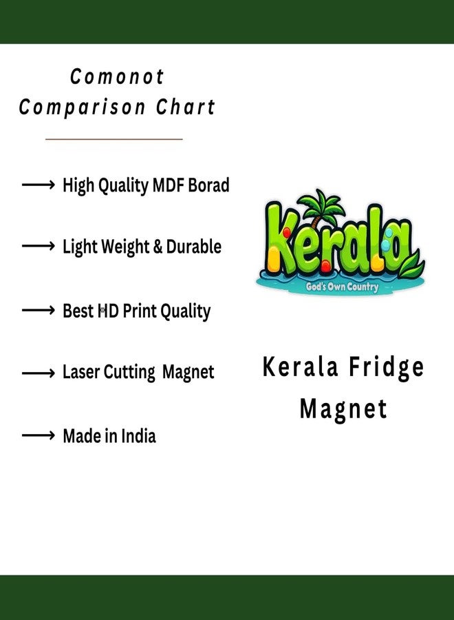 GiftODay Indian State Kerala Theme Souvenir Wooden Fridge Magnet for Refrigerator - Kerala Fridge Magnet for Kitchen Decor | Perfect Souvenir Gift | Size 3x3 Inches | Pack of 1 - Image 4