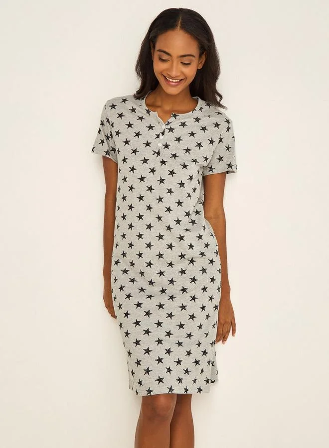 Splash FAV Knee Length Night Dress with Print