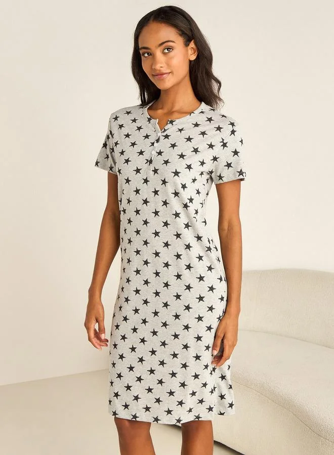 Splash FAV Knee Length Night Dress with Print