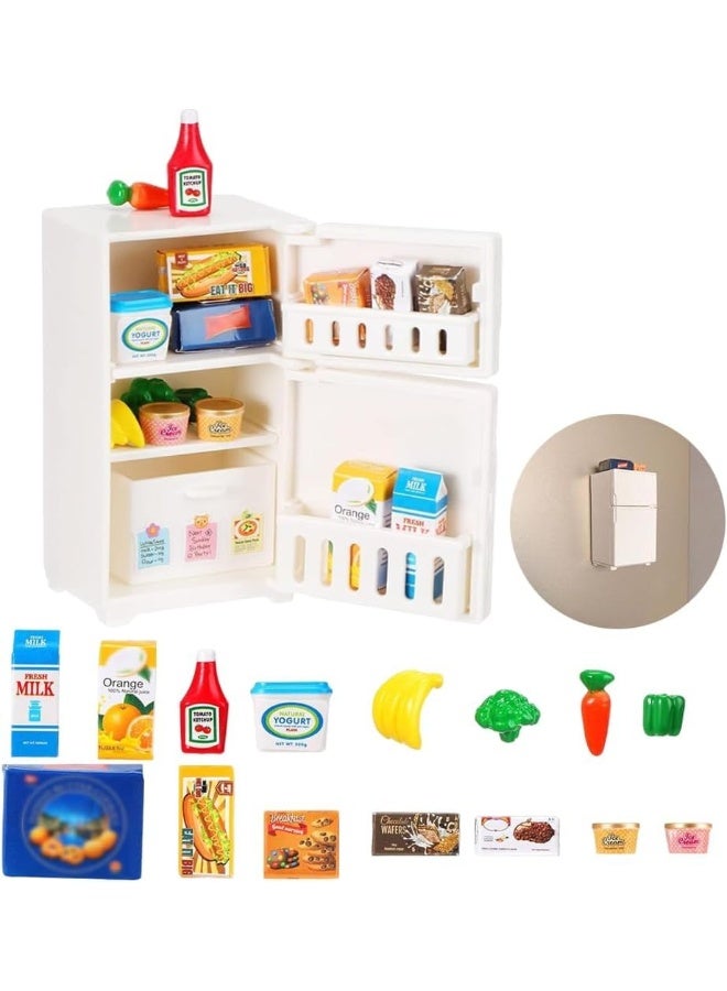 Children's Fridge Toy Set, 16-Piece Kitchen Refrigerator Role-Playing Toys, Toddler Mini Food Set, Role-Playing Decorative Accessories, Suitable for Kitchen Scenes and Party Themes in Educational Ro - Image 1