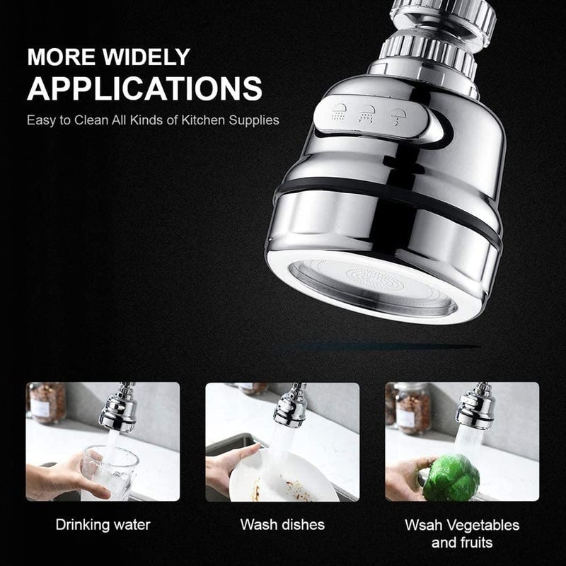 HENIJ HENIJ 1 Pcs Kitchen Faucet Head 360 Rotatable Faucet Sprayer Sprayer Head Replacement Anti Splash Tap Booster Shower and Water Saving Faucet with 3 Modes Adjustment for Kitchen SHORT - Image 4