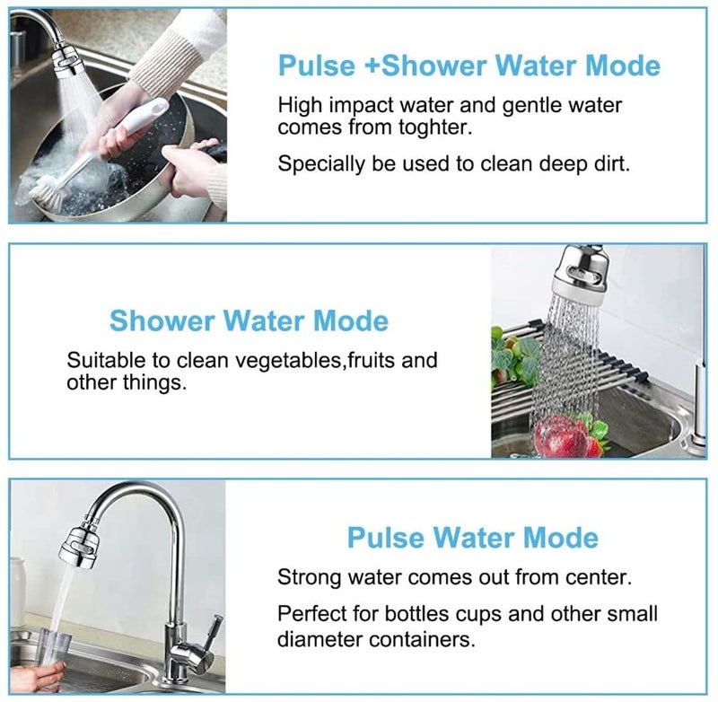 HENIJ HENIJ 1 Pcs Kitchen Faucet Head 360 Rotatable Faucet Sprayer Sprayer Head Replacement Anti Splash Tap Booster Shower and Water Saving Faucet with 3 Modes Adjustment for Kitchen SHORT - Image 5
