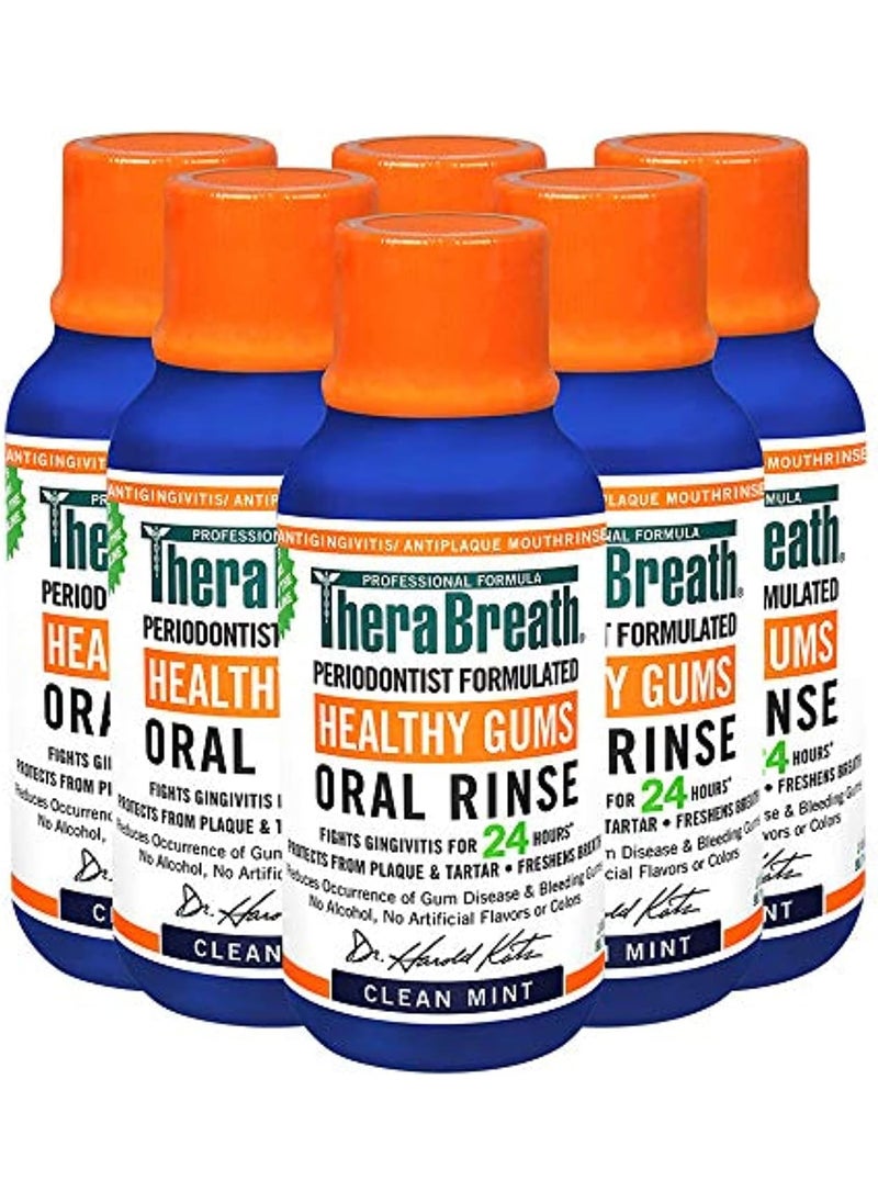 TheraBreath TheraBreath Healthy Gums Periodontist Formulated 24-Hour Oral Rinse, Clean Mint, 3 Ounce (Pack of 6) 